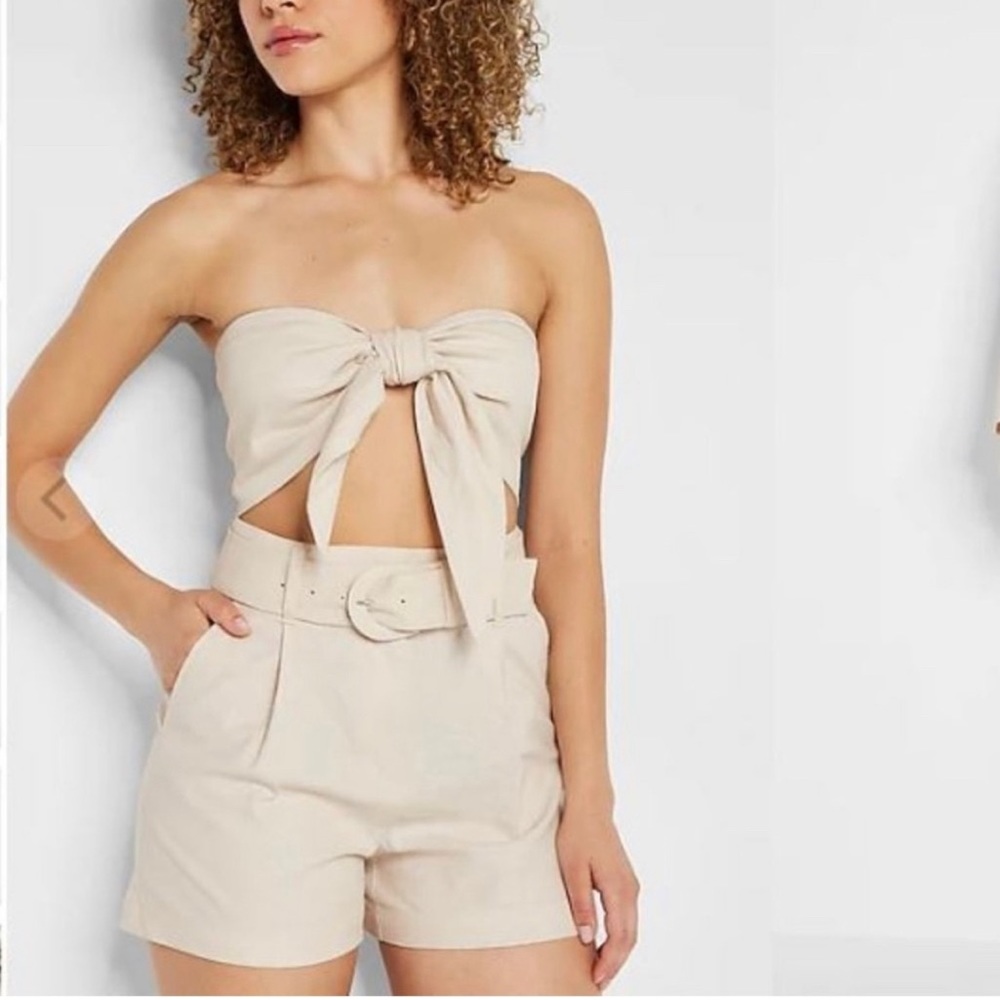 Express linen belted shorts